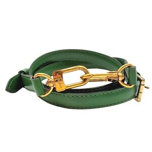 W LOUIS VUITTON Adjustable Borneo Green Leather Strap with Gold Hardware